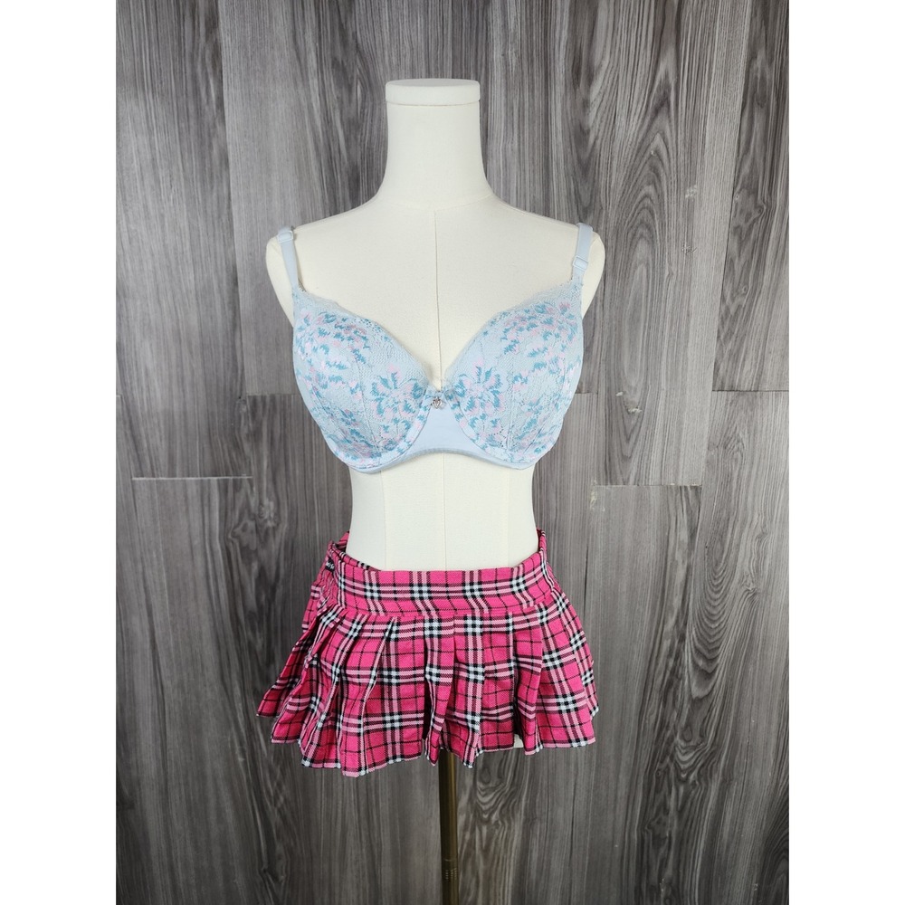 Teacher's Pet Pink Plaid Pleated Micro Mini Skirt Schoolgirl Costume One Size